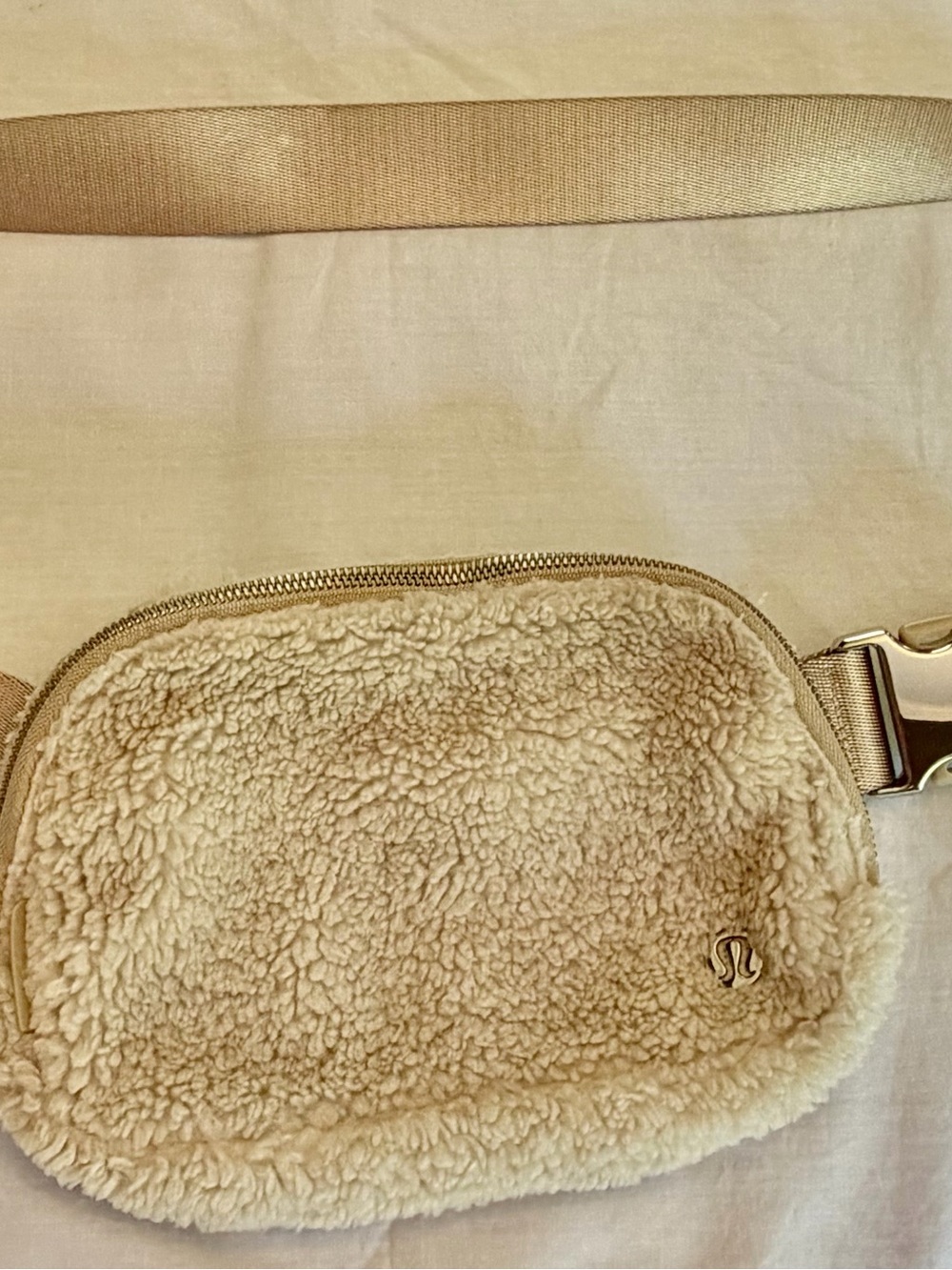 lululemon athletica Cream Shearling Crossbody Belt Bag